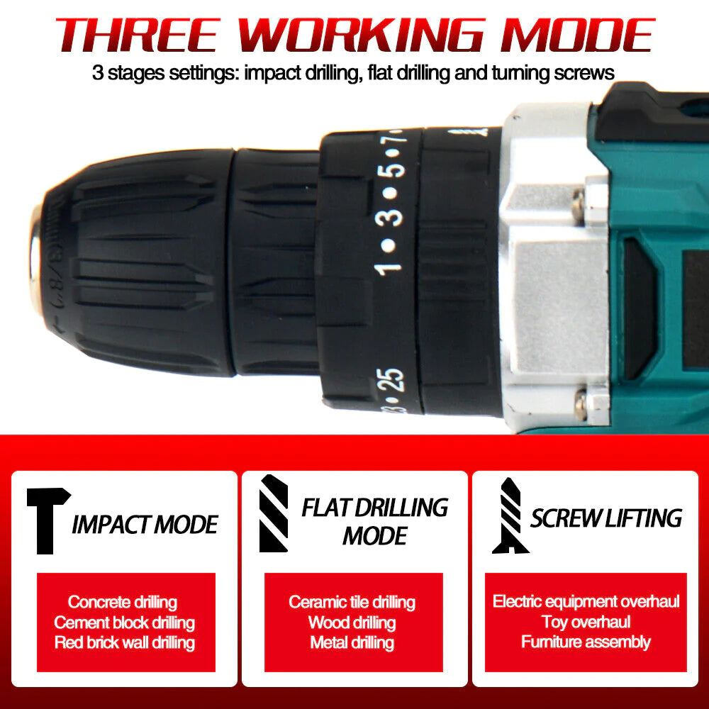 New 29 Piece Blue Charging Drill Set